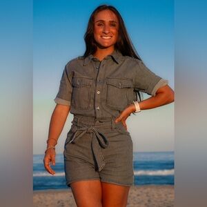 Striped Blue and White Jumpsuit